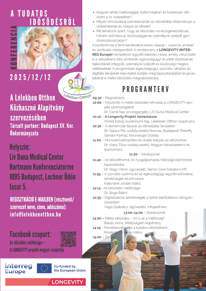 LONGEVITY projekt Konferencia a tudatos idősödésről - Program